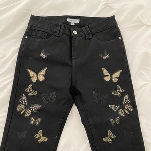 Black Jeans with Butterflies